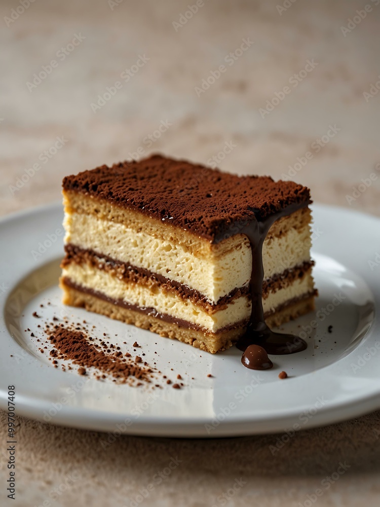 Slice of traditional Italian tiramisu on a white backdrop. Slice of traditional Italian tiramisu on a white backdrop.