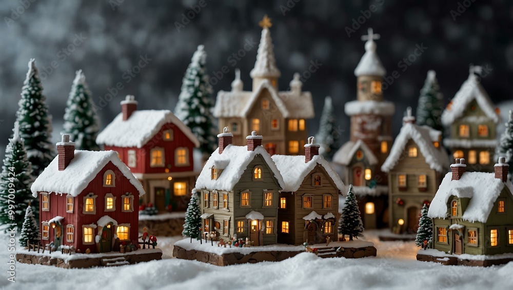 Snowy Christmas Village with Miniature Houses Snowy Christmas Village with Miniature Houses