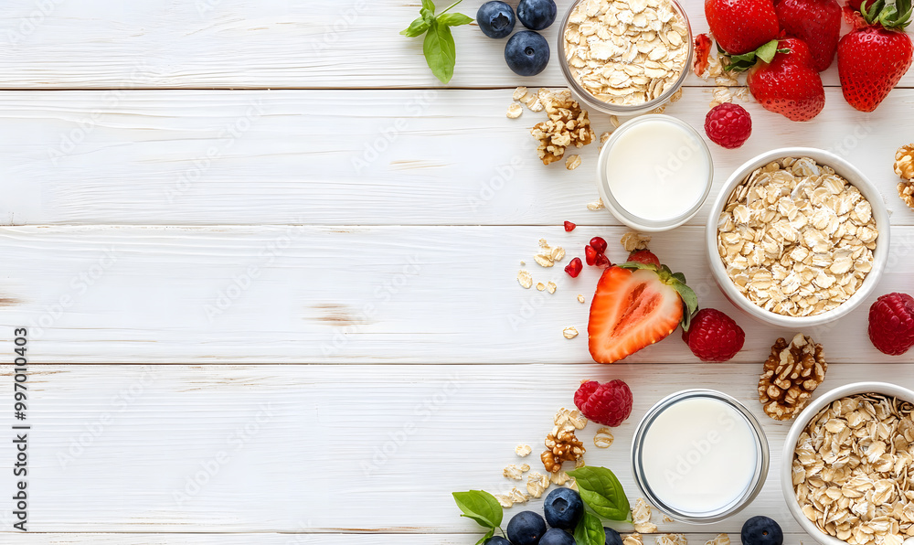 Healthy Breakfast with Oats, Berries, and Nuts Healthy Breakfast with Oats, Berries, and Nuts