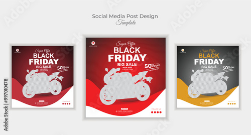 Bike sale ads promotional new collection Friday social media post design template
