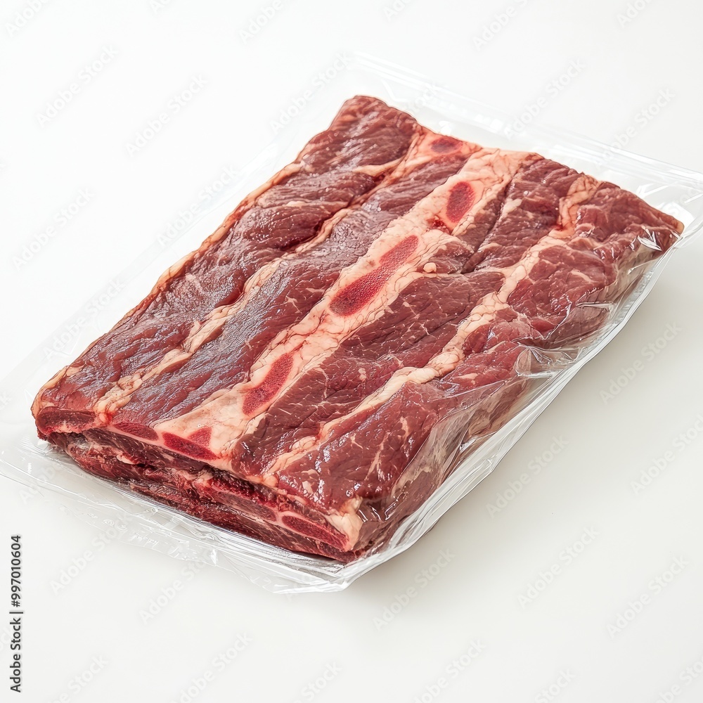 Brisket in packaging with white background Brisket in packaging with white background