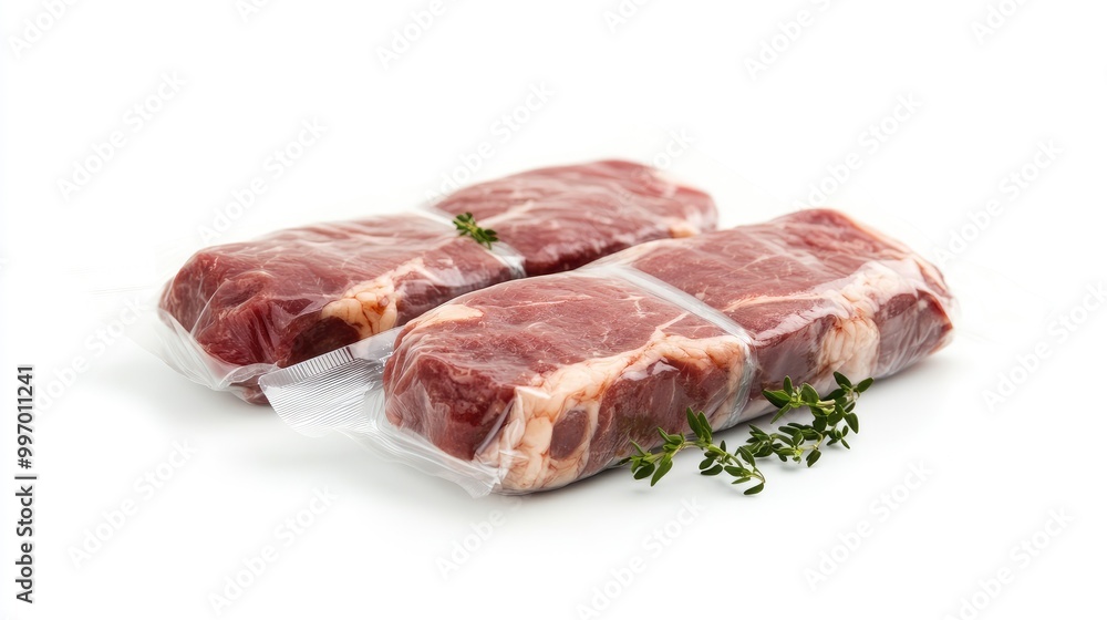 Chuck steak vacuum-sealed for freshness, set on a white background, perfect for retail or butcher shop displays of premium cuts. Chuck steak vacuum-sealed for freshness, set on a white background, perfect for retail or butcher shop displays of premium cuts.