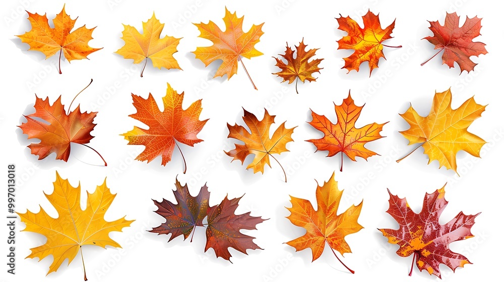 Fall and autumn leaves isolated on a white background collection Aİ Generative Fall and autumn leaves isolated on a white background collection Aİ Generative