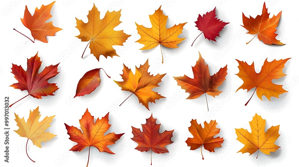 Fall and autumn leaves isolated on a white background collection Aİ Generative Fall and autumn leaves isolated on a white background collection Aİ Generative