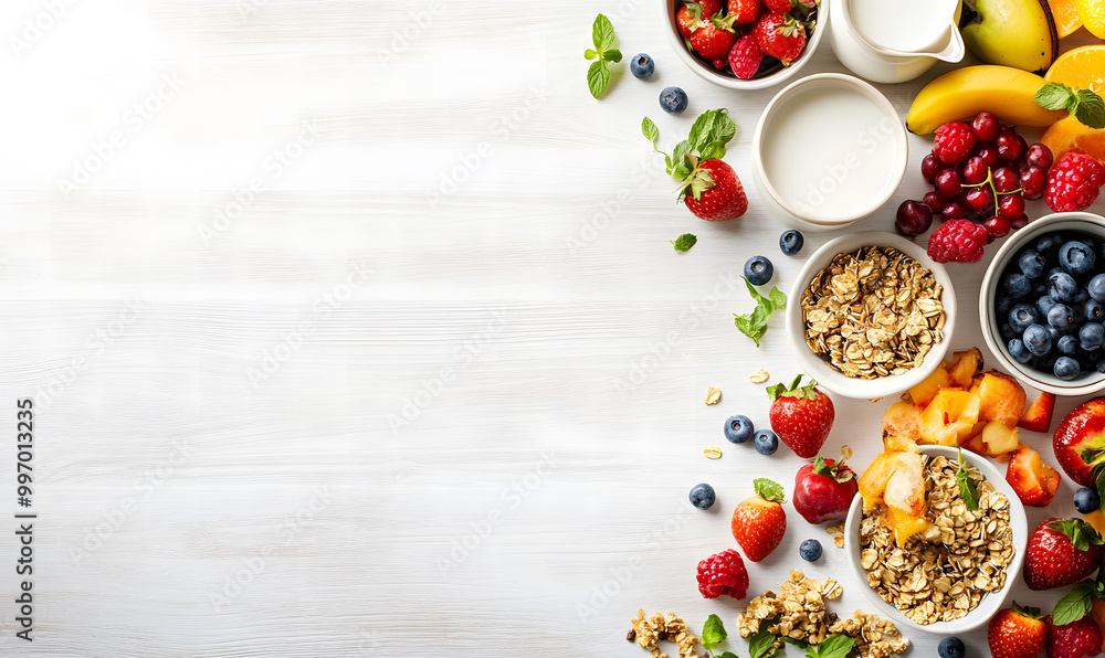 Healthy Breakfast with Oats, Berries, and Nuts Healthy Breakfast with Oats, Berries, and Nuts
