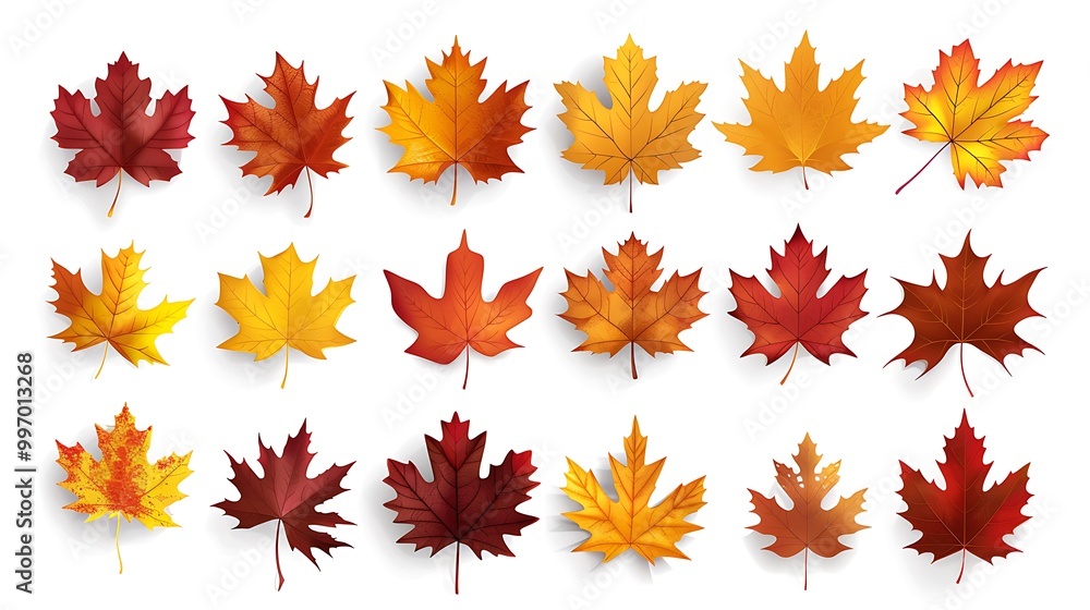 Fall and autumn leaves isolated on a white background collection Aİ Generative Fall and autumn leaves isolated on a white background collection Aİ Generative