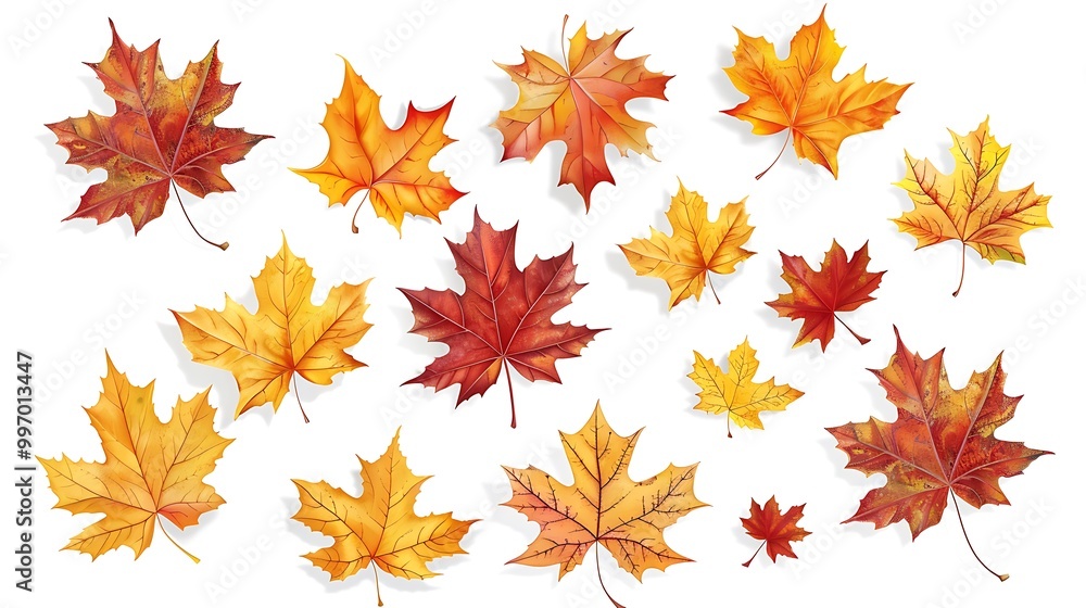 Fall and autumn leaves isolated on a white background collection Aİ Generative Fall and autumn leaves isolated on a white background collection Aİ Generative