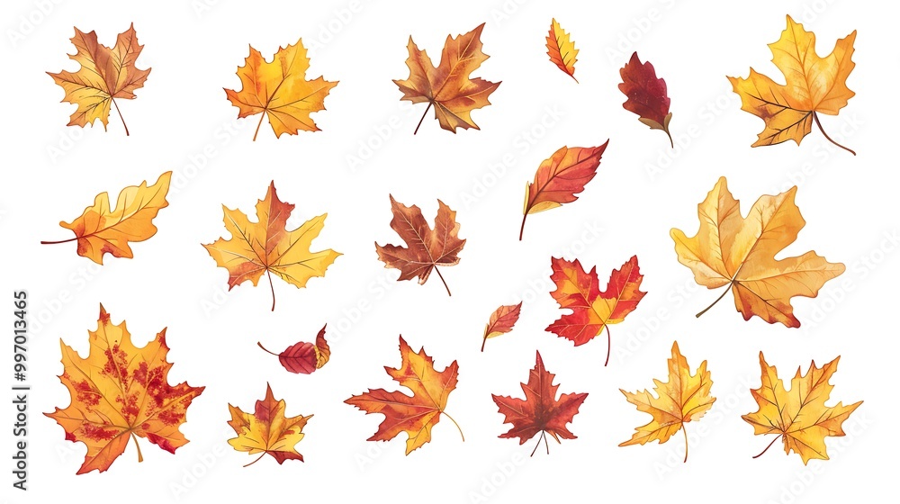 Fall and autumn leaves isolated on a white background collection Aİ Generative Fall and autumn leaves isolated on a white background collection Aİ Generative