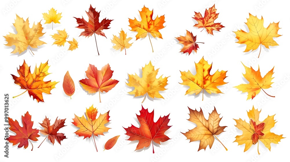 Fall and autumn leaves isolated on a white background collection Aİ Generative Fall and autumn leaves isolated on a white background collection Aİ Generative