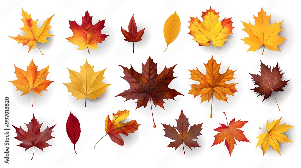 Fall and autumn leaves isolated on a white background collection Aİ Generative Fall and autumn leaves isolated on a white background collection Aİ Generative