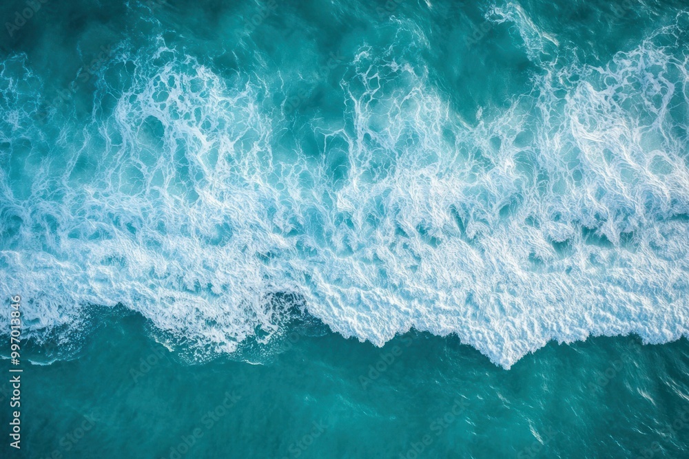 Aerial View of Ocean Waves and Turquoise Water Aerial View of Ocean Waves and Turquoise Water