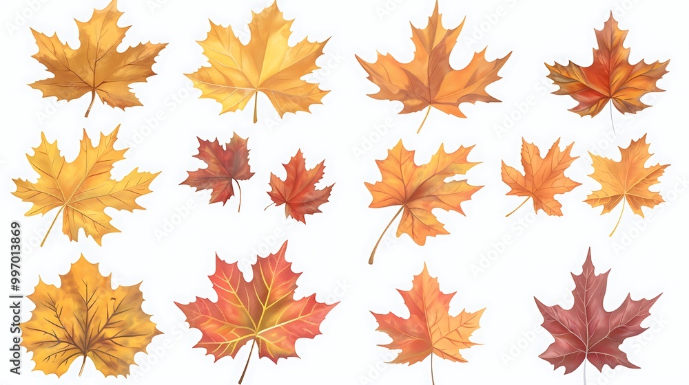 Fall and autumn leaves isolated on a white background collection Aİ Generative Fall and autumn leaves isolated on a white background collection Aİ Generative