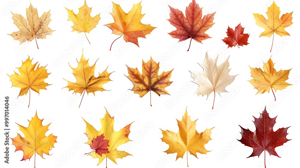 Fall and autumn leaves isolated on a white background collection Aİ Generative Fall and autumn leaves isolated on a white background collection Aİ Generative