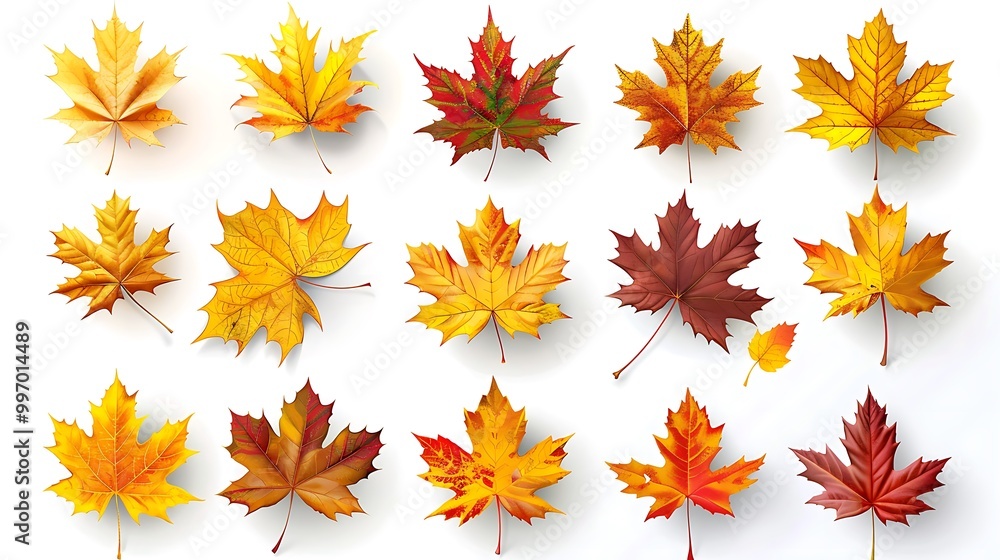 Fall and autumn leaves isolated on a white background collection Aİ Generative Fall and autumn leaves isolated on a white background collection Aİ Generative
