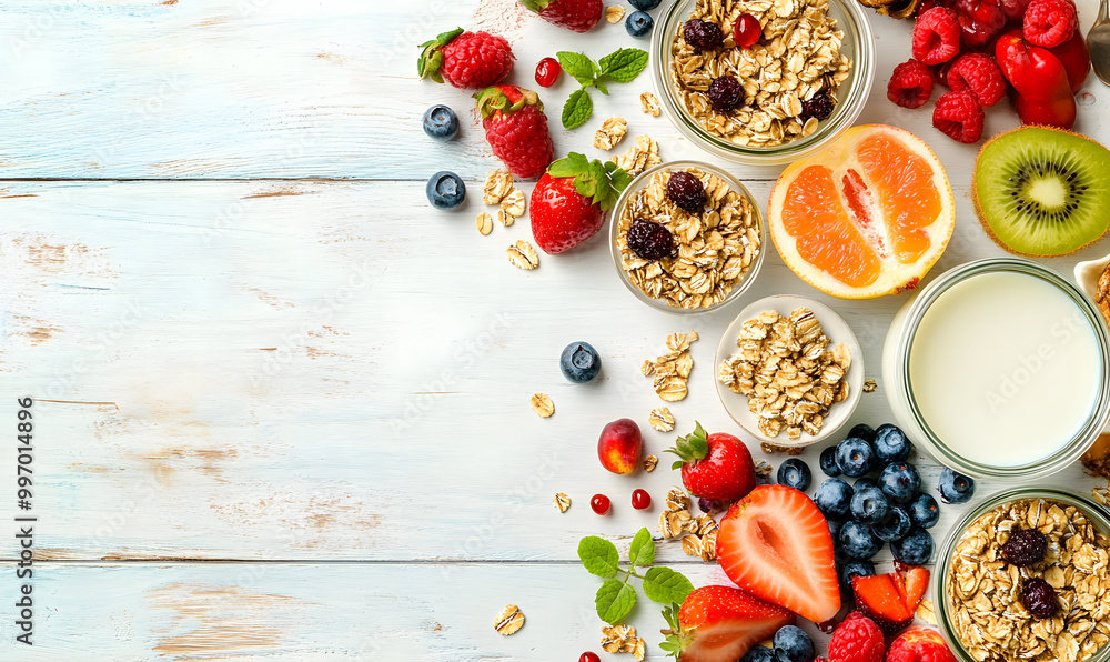 Healthy Breakfast with Oats, Berries, and Nuts Healthy Breakfast with Oats, Berries, and Nuts