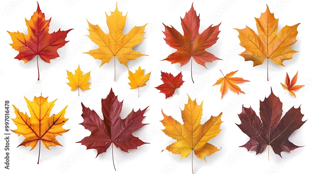 Colorful autumn leaves set isolated on white background ai generative Colorful autumn leaves set isolated on white background ai generative