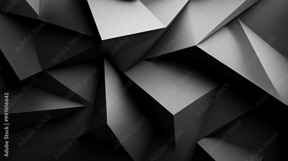 Fototapeta premium Exploring the Depths of Abstract 3D: A Black Geometric Composition Embodying Precision, Elegance, and Minimalist Art in a Futuristic Design