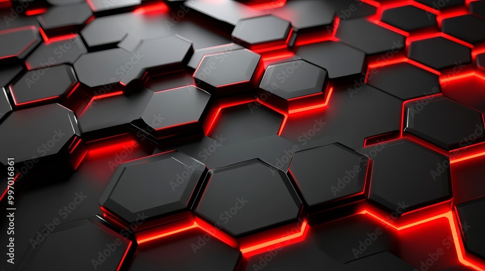 Striking Elegance: A Bold Black and Red Hexagon Pattern Background to Elevate Your Designs Striking Elegance: A Bold Black and Red Hexagon Pattern Background to Elevate Your Designs