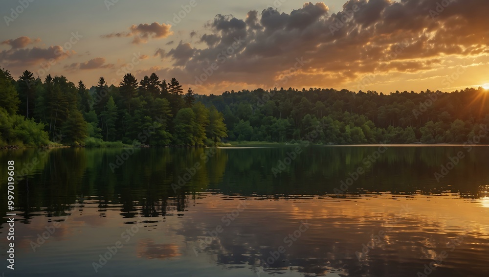Sunset reflecting on a lake. Sunset reflecting on a lake.