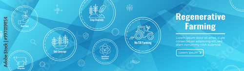 Sustainable Farming Icon Set with Maximize Soil Coverage with Integrate Livestock-Examples for Regenerative Agriculture Icon Set and Web Header Banner