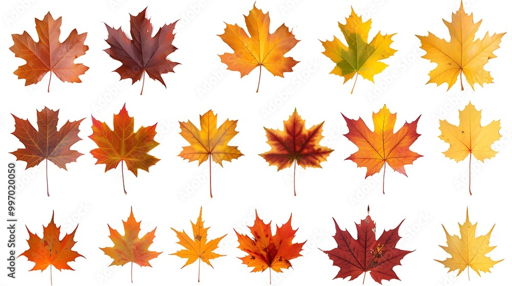 Colorful autumn leaves set isolated on white background Al Generative Colorful autumn leaves set isolated on white background Al Generative
