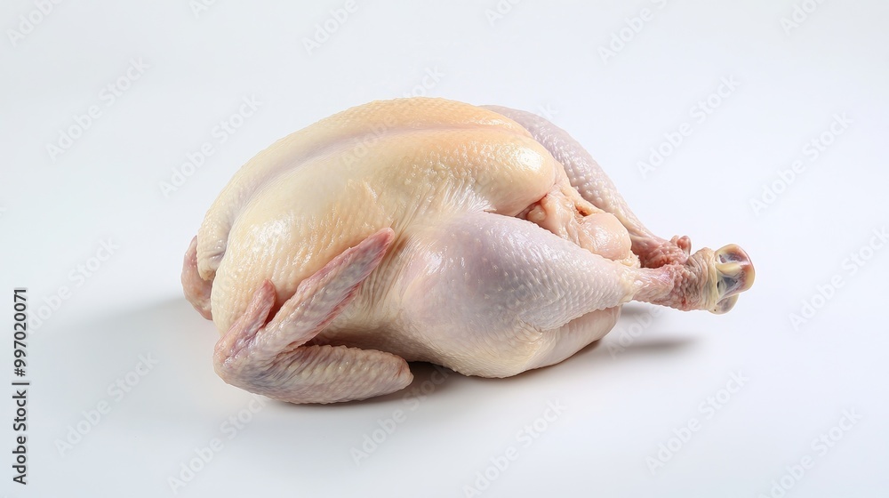 Raw whole chicken placed on a clean white background, showcasing its freshness and perfect for meal prep or holiday cooking. Raw whole chicken placed on a clean white background, showcasing its freshness and perfect for meal prep or holiday cooking.