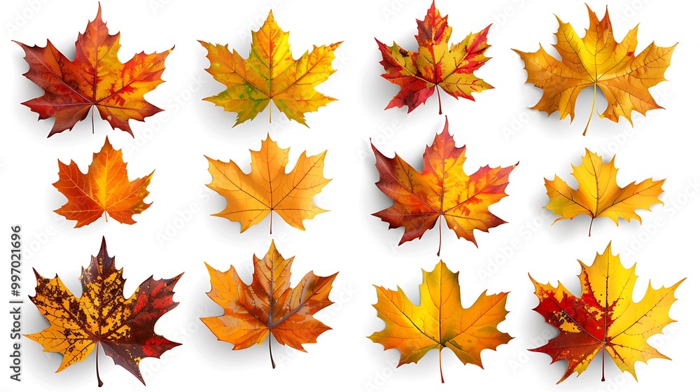 Colorful autumn leaves set isolated on white background Al Generative Colorful autumn leaves set isolated on white background Al Generative