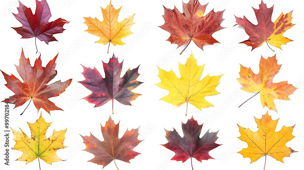 Colorful autumn leaves set isolated on white background Al Generative Colorful autumn leaves set isolated on white background Al Generative