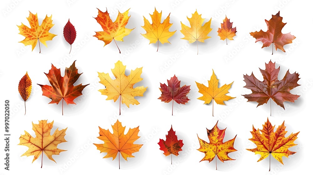 Colorful autumn leaves set isolated on white background Al Generative Colorful autumn leaves set isolated on white background Al Generative