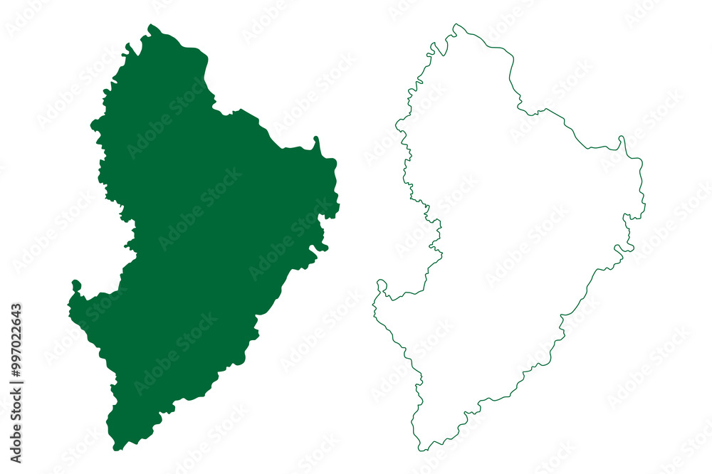 Obraz premium Rampur district (Uttar Pradesh State, Republic of India) map vector illustration, scribble sketch Rampur map