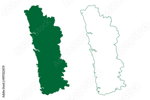 Ratnagiri district (Maharashtra State, Konkan Division, Republic of India) map vector illustration, scribble sketch Ratnagiri map