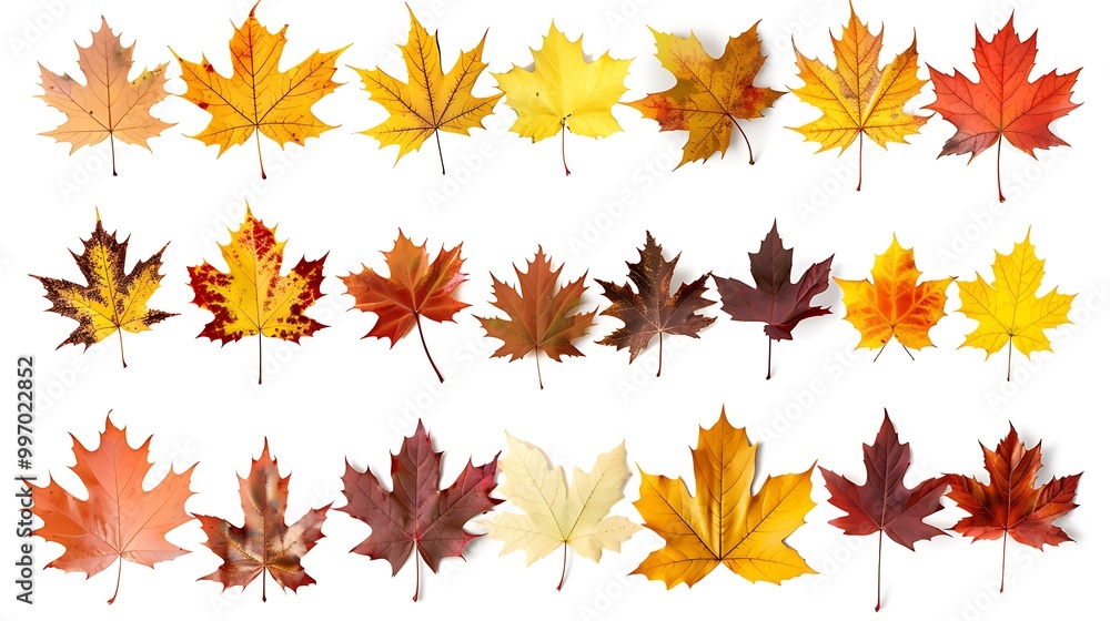 Colorful autumn leaves set isolated on white background Al Content Colorful autumn leaves set isolated on white background Al Content