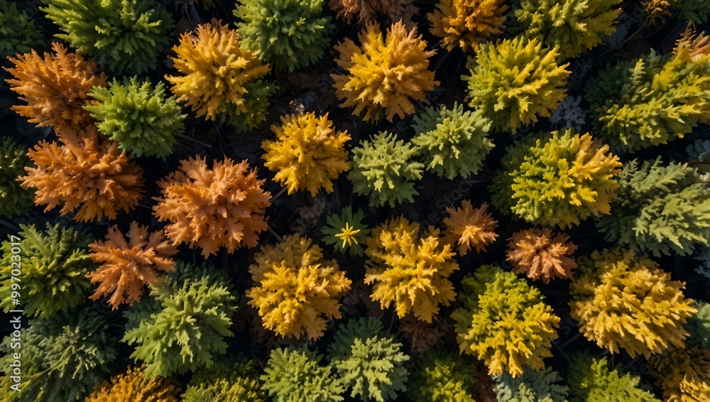 Top-down view of a beech forest in autumn. Top-down view of a beech forest in autumn.