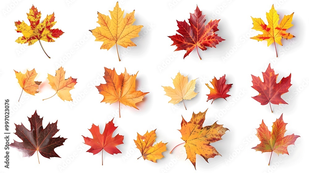 Colorful autumn leaves set isolated on white background Al Content Colorful autumn leaves set isolated on white background Al Content