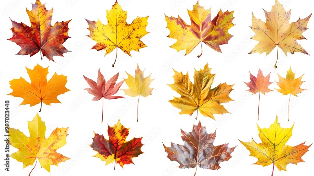 Colorful autumn leaves set isolated on white background Al Content Colorful autumn leaves set isolated on white background Al Content
