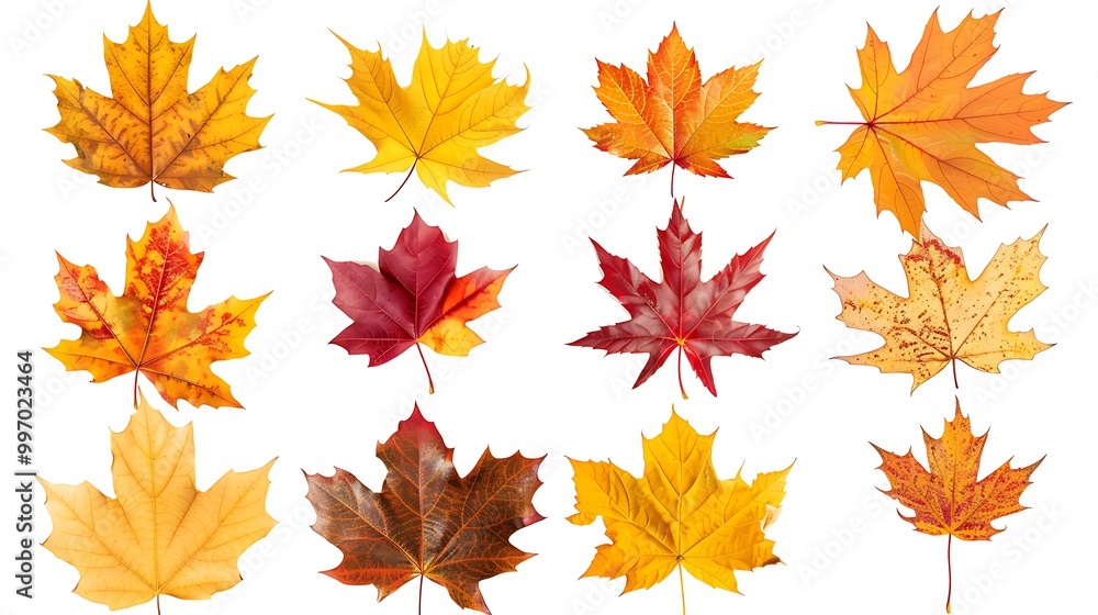 Colorful autumn leaves set isolated on white background Al Content Colorful autumn leaves set isolated on white background Al Content