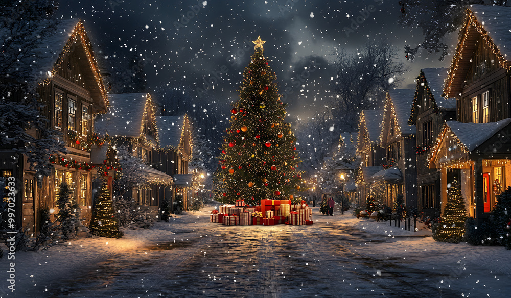 Magical Christmas Village with Snow and Decorations Magical Christmas Village with Snow and Decorations