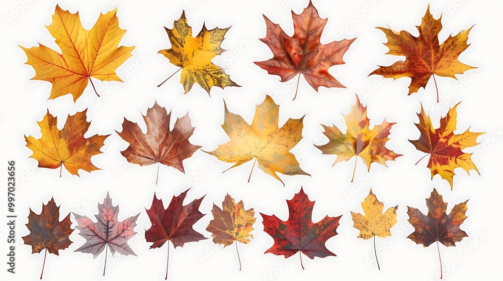Colorful autumn leaves set isolated on white background Al Content Colorful autumn leaves set isolated on white background Al Content