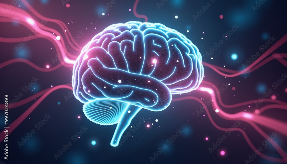 Conceptual Illustration of AI Neural Connections in Human Brain Conceptual Illustration of AI Neural Connections in Human Brain