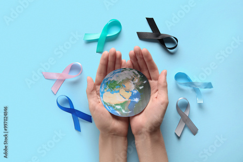 Female hands with colorful ...