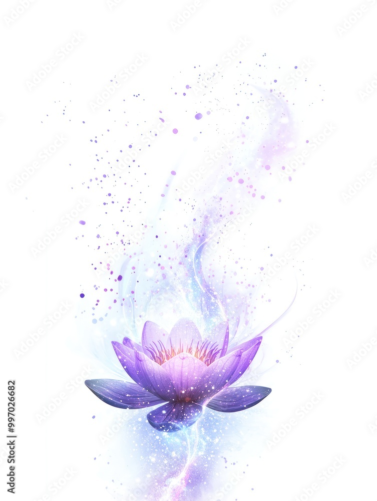 Naklejka premium Flyer design with a purple lotus flower, AI generated