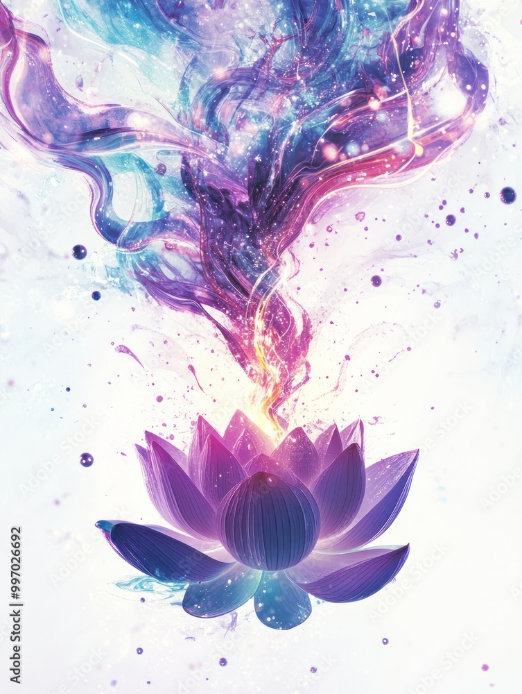 Fototapeta premium Flyer design with a purple lotus flower, AI generated