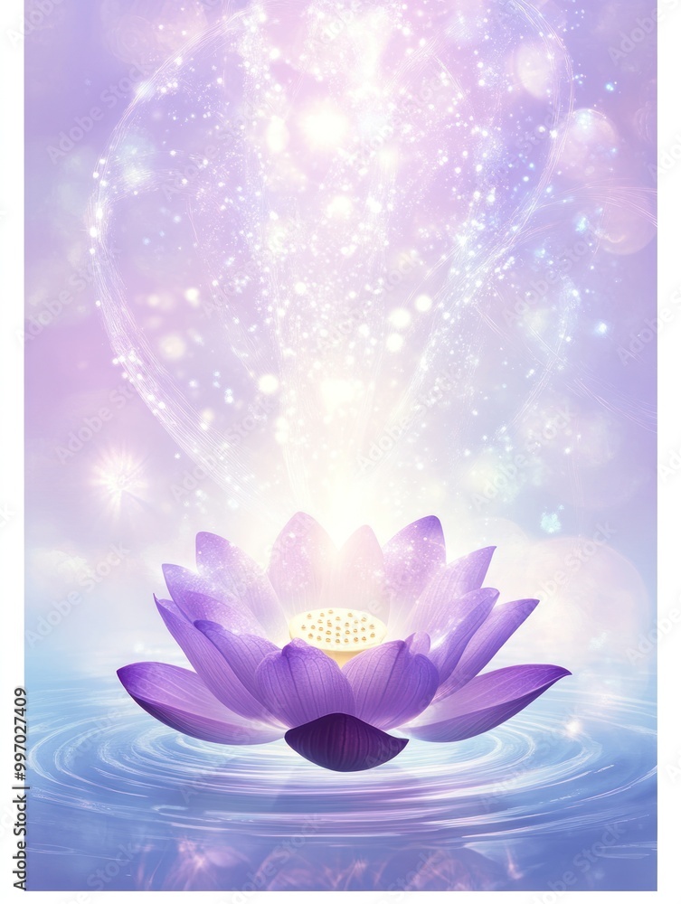 Flyer design with a purple lotus flower, AI generated Flyer design with a purple lotus flower, AI generated