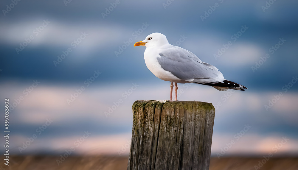 Obraz premium seagull on the pier