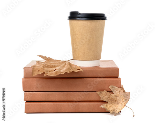 Books, cup of coffee and ma...