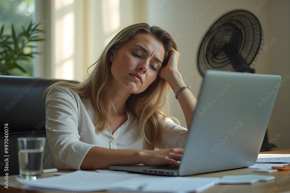 tired woman sitting at the laptop tired woman sitting at the laptop