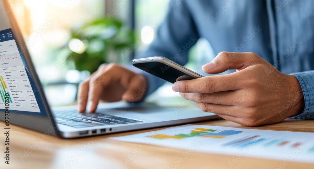 Individual Viewing Financial Data on Smartphone Individual Viewing Financial Data on Smartphone