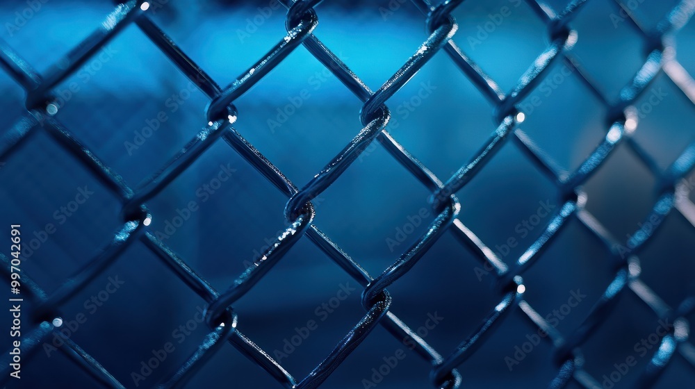 Fototapeta premium A close up of a chain link fence with a blue background