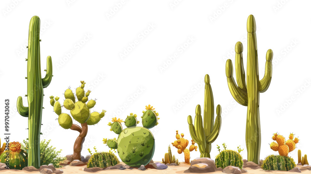 Set of watercolor green cactus isolated on transparent background. Desert flower, garden plant, tropical summer elements Set of watercolor green cactus isolated on transparent background. Desert flower, garden plant, tropical summer elements