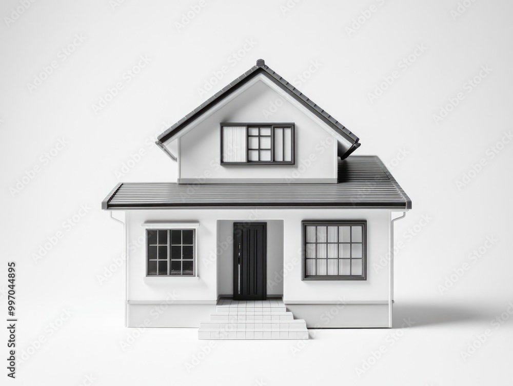 Small White House with Black Roof Small White House with Black Roof
